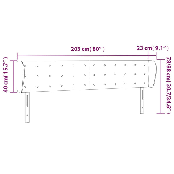 vidaXL Wingback Headboard Black 203x23x78/88 cm Faux Leather