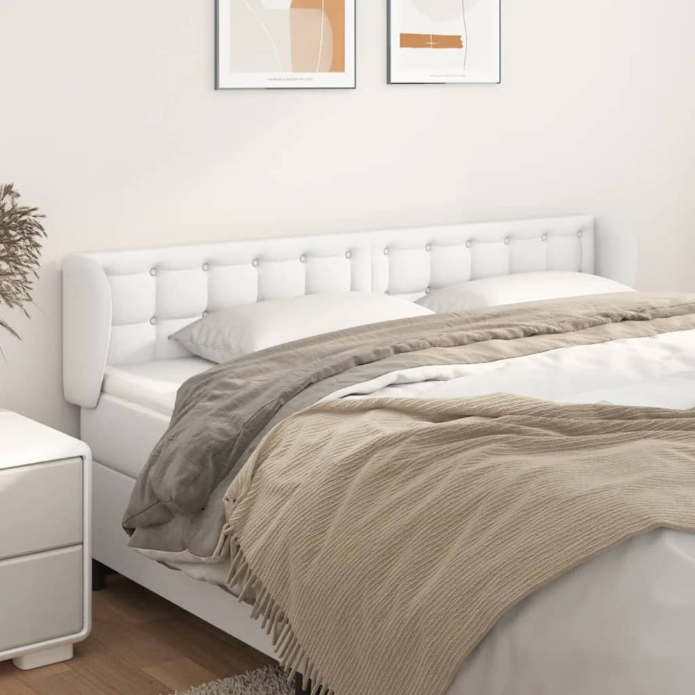 vidaXL Wingback Headboard White 203x23x78/88 cm Faux Leather