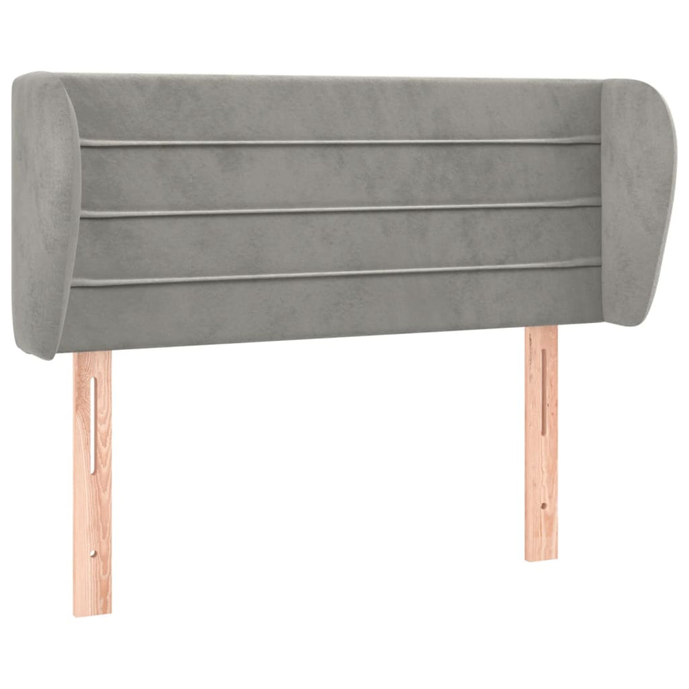 Kopfteil mit Ohren Hellgrau 83x23x78/88 cm Samt
