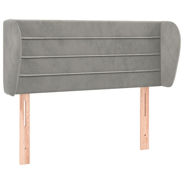 Kopfteil mit Ohren Hellgrau 83x23x78/88 cm Samt
