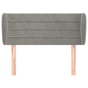 Kopfteil mit Ohren Hellgrau 103x23x78/88 cm Samt