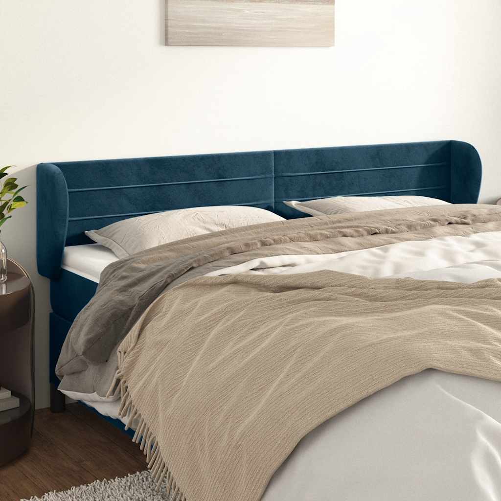 vidaXL Wingback Headboard Dark Blue 163x23x78/88 cm Velvet