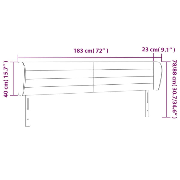 vidaXL Wingback Headboard Light Gray 183x23x78/88 cm Velvet