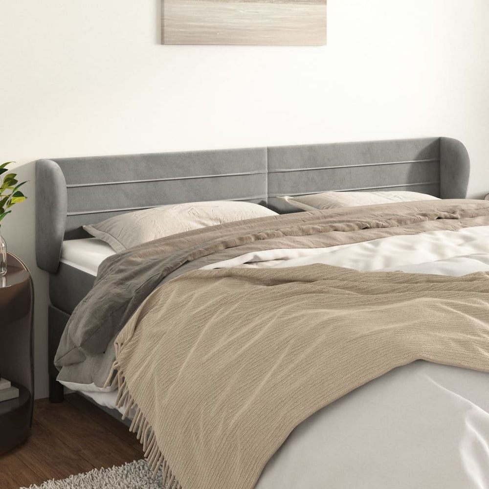 vidaXL Wingback Headboard Light Gray 183x23x78/88 cm Velvet