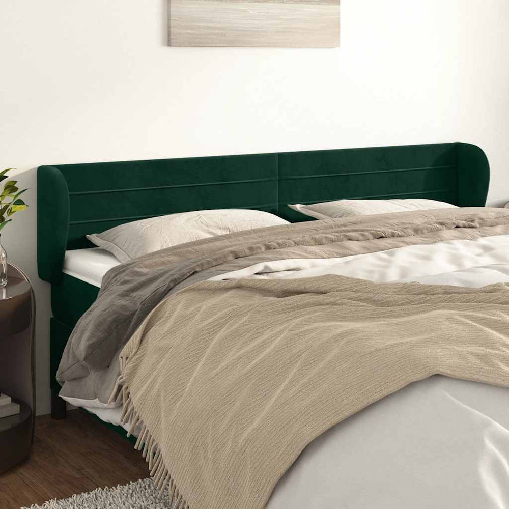 vidaXL Wingback Headboard Dark Green 183x23x78/88 cm Velvet