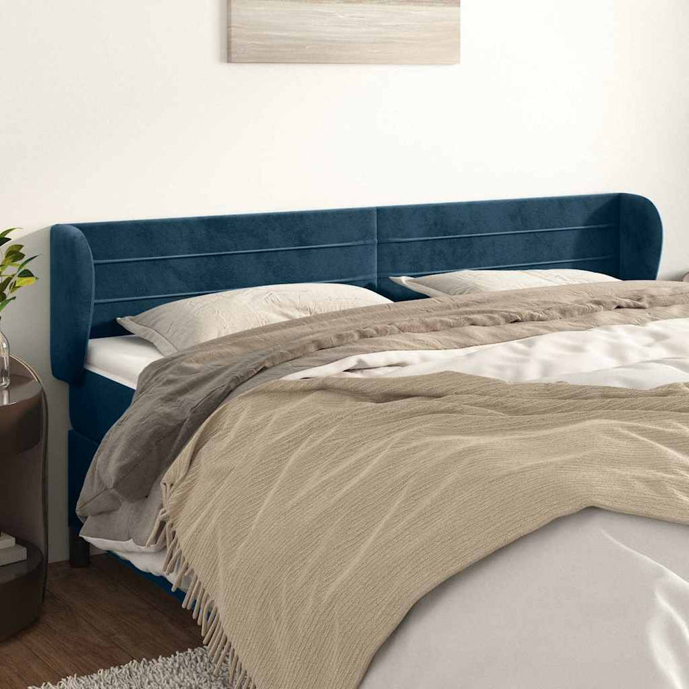vidaXL Wingback Headboard Dark Blue 183x23x78/88 cm Velvet
