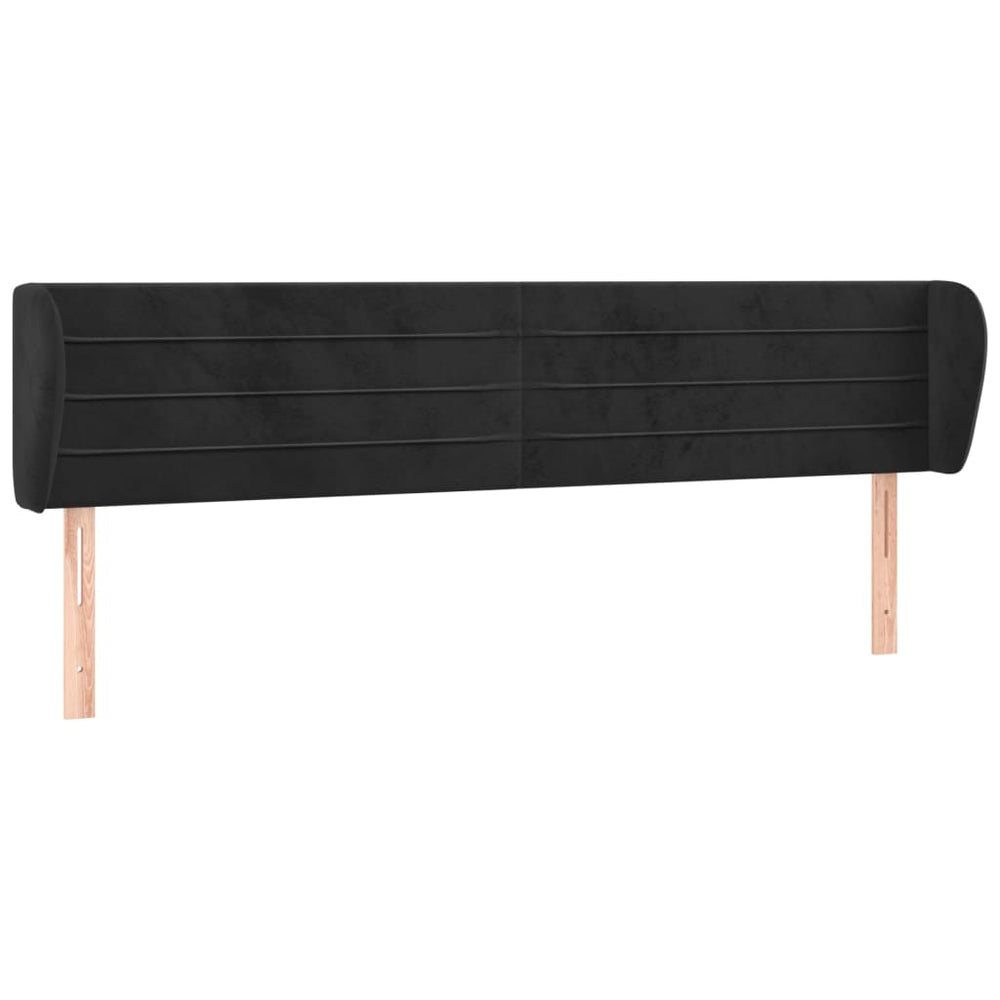 vidaXL Headboard with Wings Black 203x23x78/88 cm Velvet