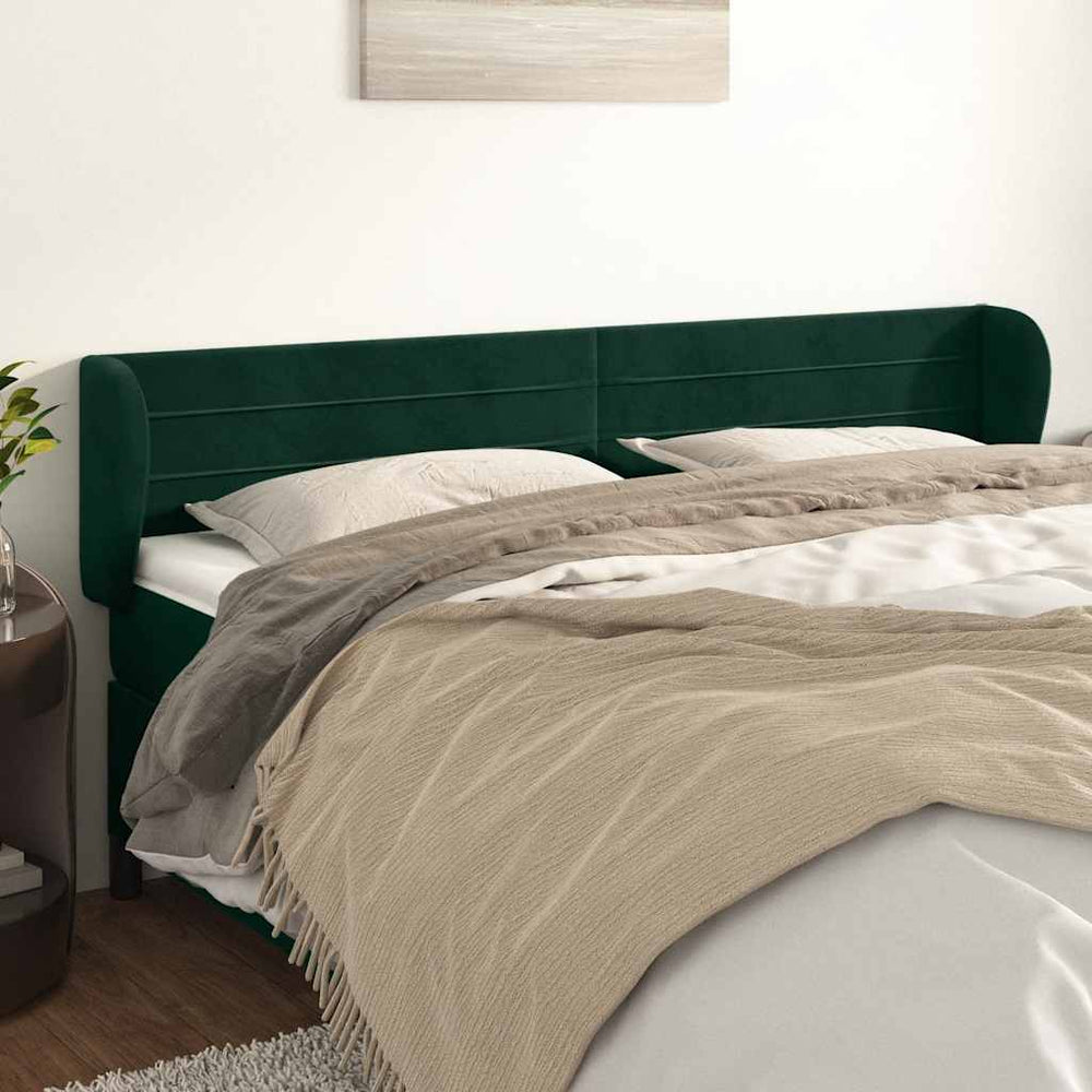 vidaXL Wingback Headboard Dark Green 203x23x78/88 cm Velvet