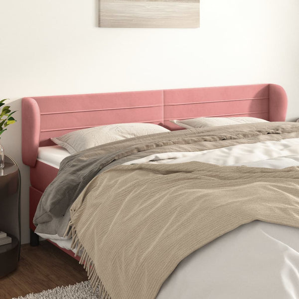 vidaXL Headboard with Ears Pink 203x23x78/88 cm Velvet