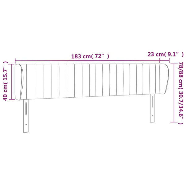 vidaXL Headboard with Wings Light Grey 183x23x78/88 cm Fabric
