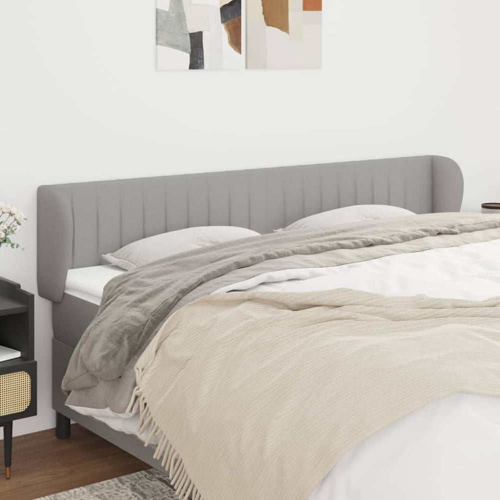 vidaXL Wingback Headboard Light Gray 203x23x78/88 cm Fabric