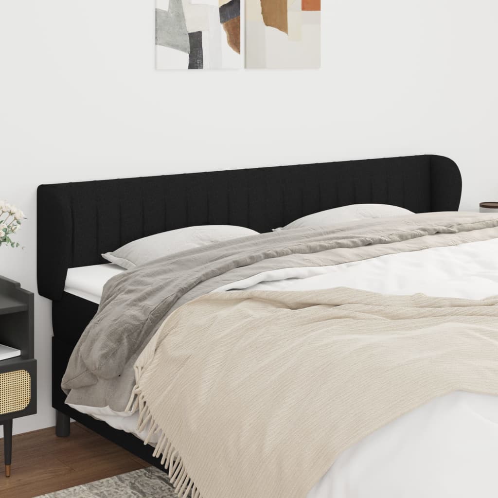 vidaXL Tufted Headboard Black 203x23x78/88 cm Fabric