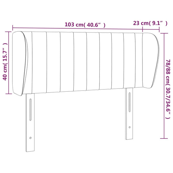 vidaXL Wingback Headboard Light Grey 103x23x78/88 cm Velvet