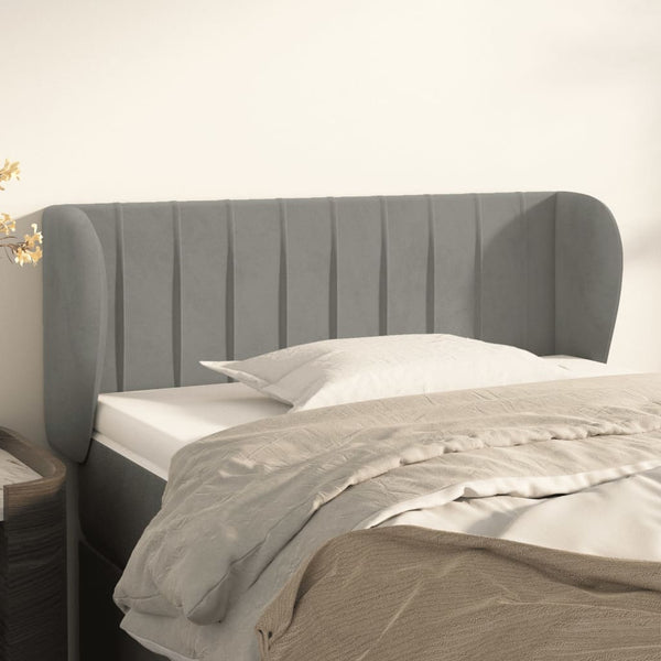 vidaXL Wingback Headboard Light Grey 103x23x78/88 cm Velvet