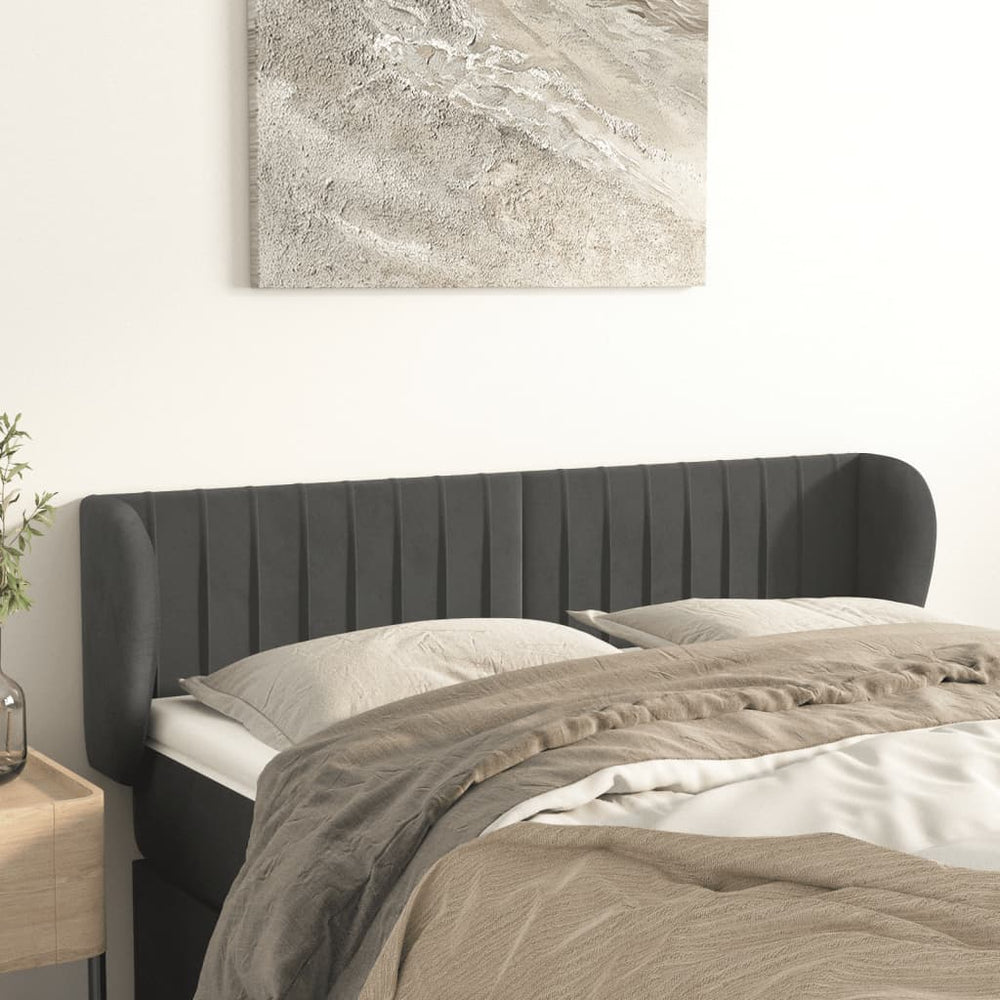 vidaXL Wingback Headboard Dark Grey 147x23x78/88 cm Velvet