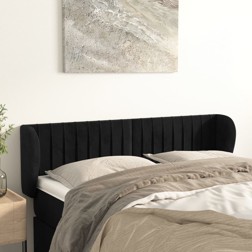 vidaXL Wingback Headboard Black 147x23x78/88 cm Velvet