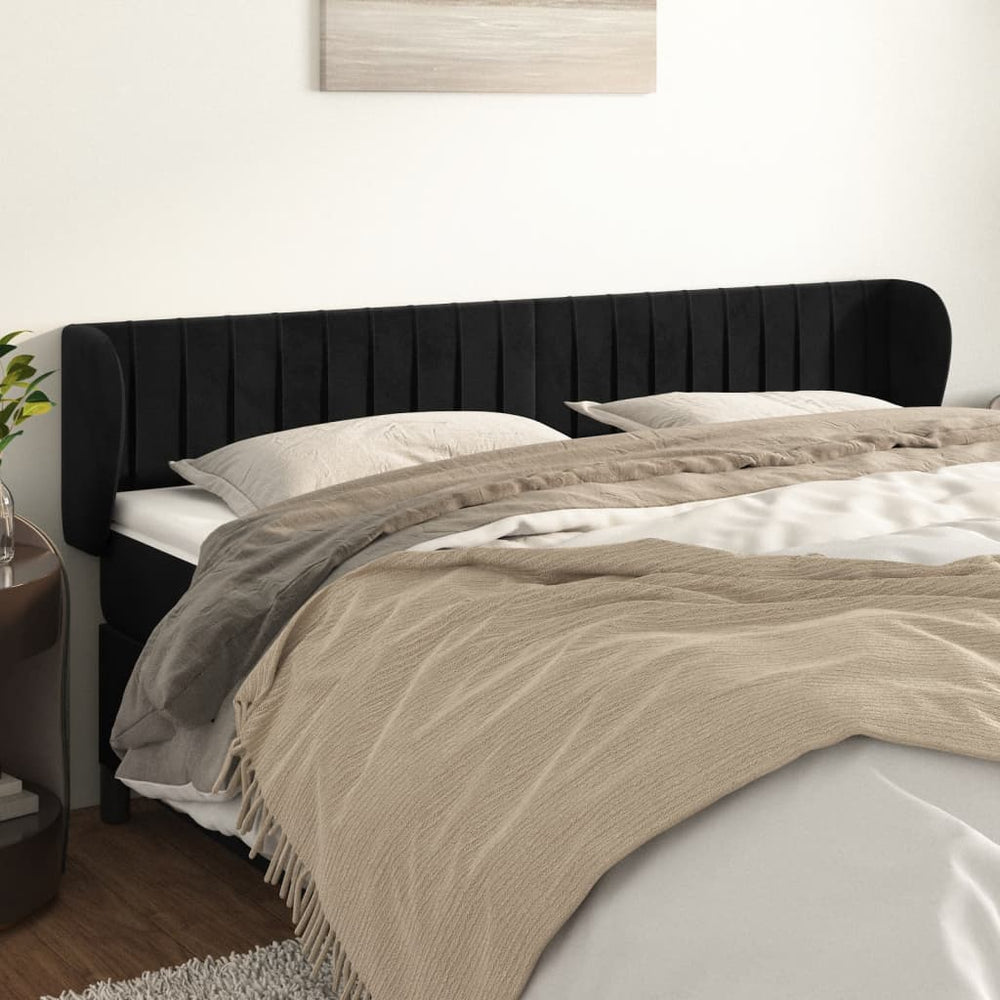 vidaXL Wingback Headboard Black 163x23x78/88 cm Velvet