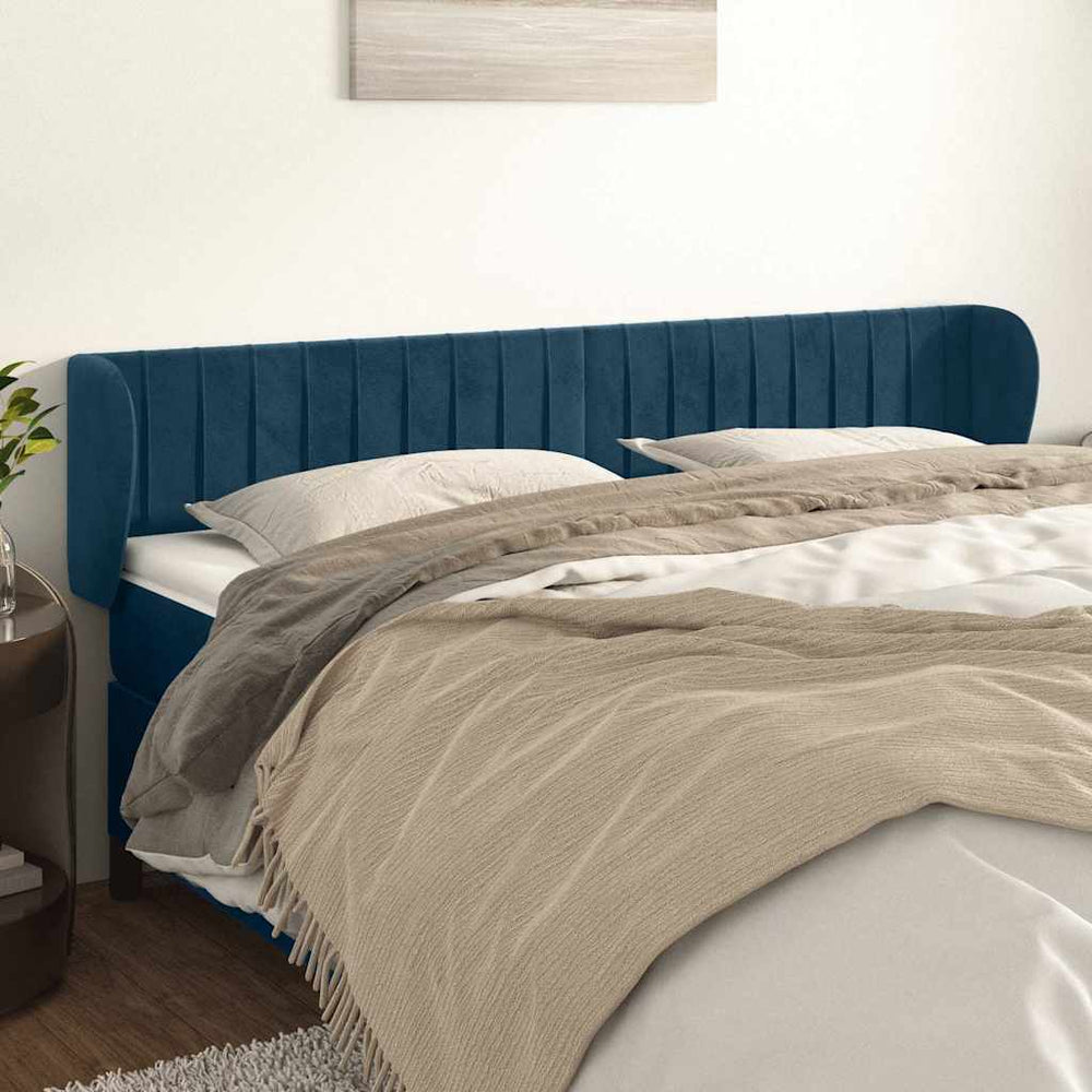vidaXL Wingback Headboard Dark Blue 163x23x78/88 cm Velvet