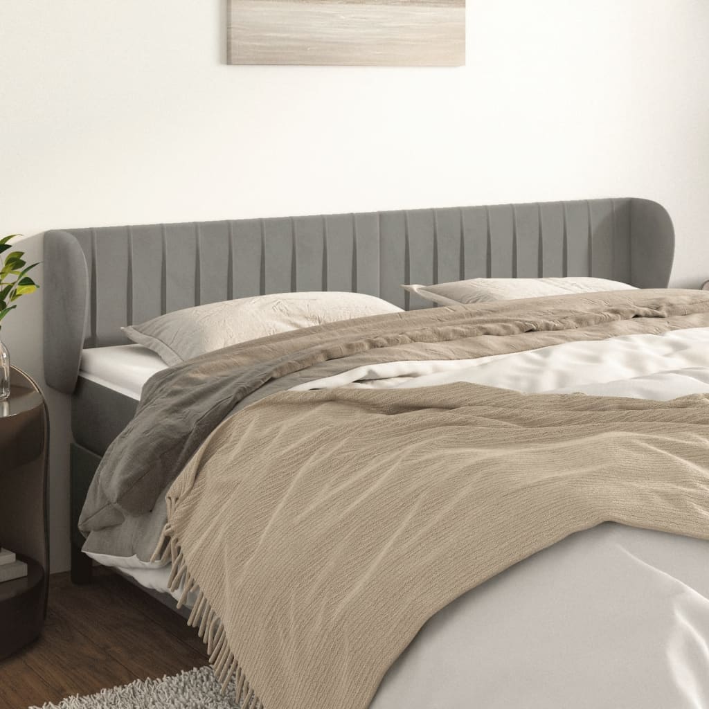 vidaXL Wingback Headboard Light Gray 183x23x78/88 cm Velvet