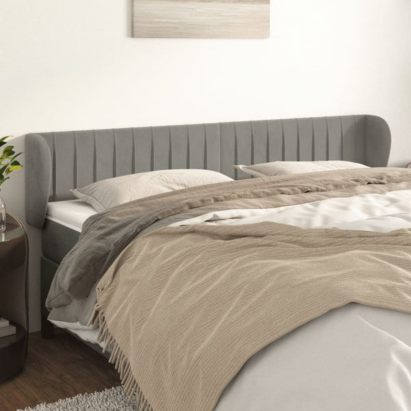 vidaXL Wingback Headboard Light Gray 183x23x78/88 cm Velvet
