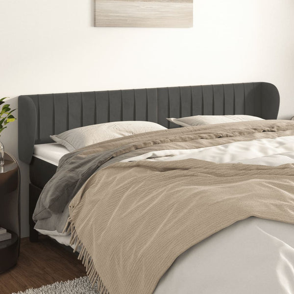 vidaXL Wingback Headboard Dark Grey 183x23x78/88 cm Velvet