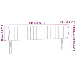 vidaXL Wingback Headboard Black 183x23x78/88 cm Velvet