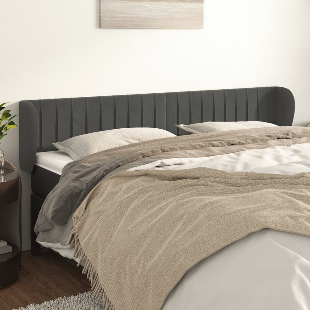 vidaXL Wingback Headboard Dark Grey 203x23x78/88 cm Velvet