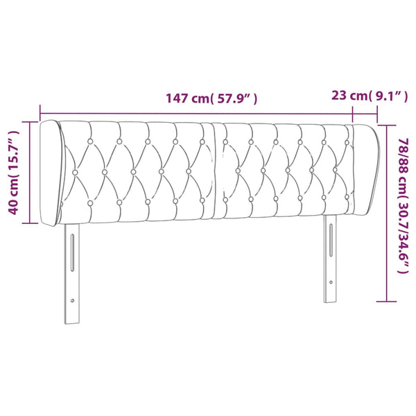 vidaXL Wingback Headboard Light Grey 147x23x78/88 cm Fabric
