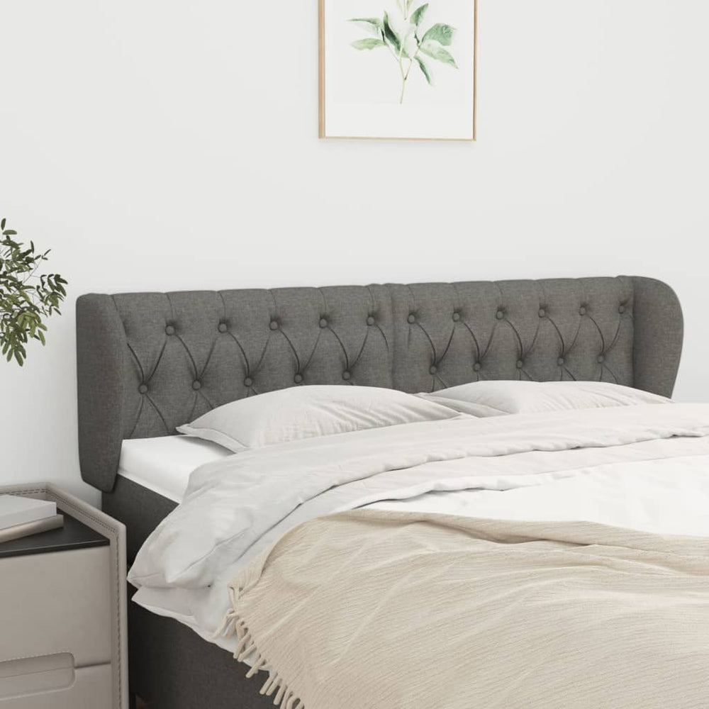 vidaXL Wingback Headboard Dark Grey 163x23x78/88 cm Fabric