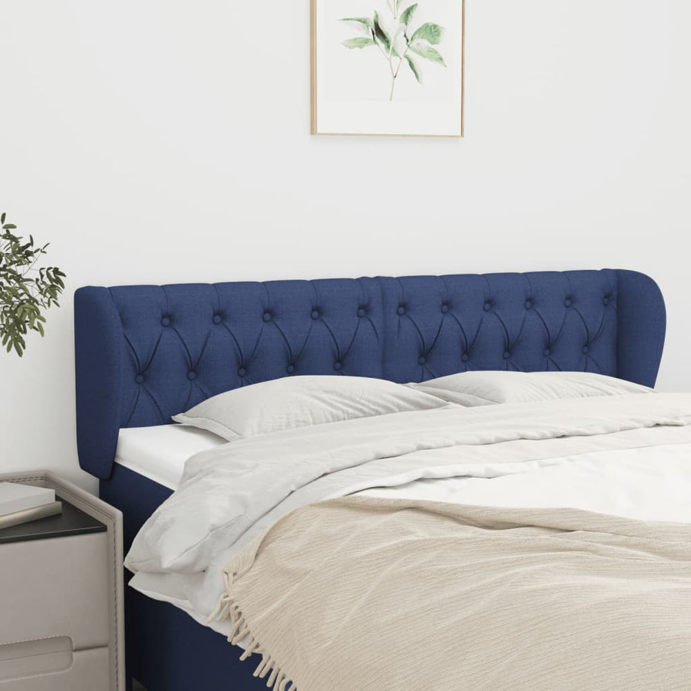 vidaXL Wingback Headboard Blue 163x23x78/88 cm Fabric