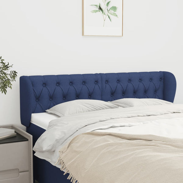 vidaXL Wingback Headboard Blue 163x23x78/88 cm Fabric