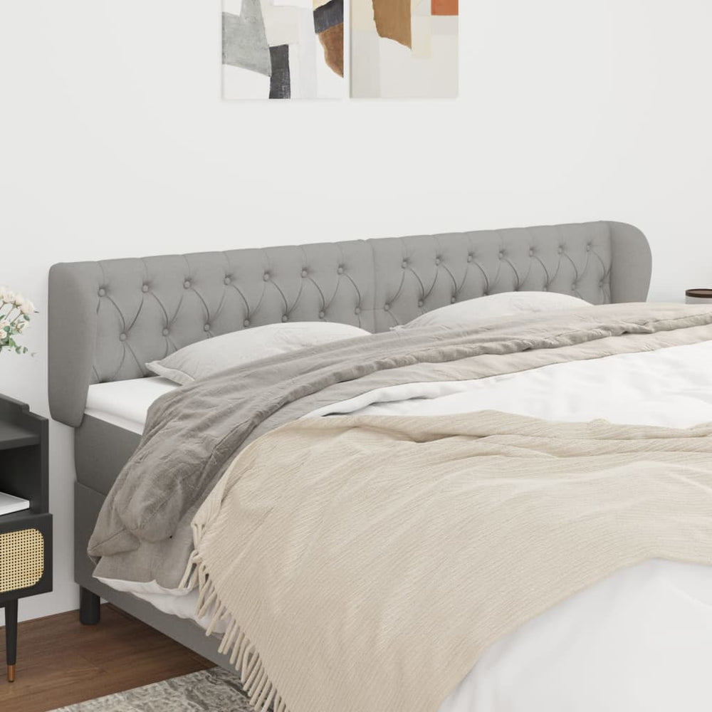 vidaXL Headboard with Wings Light Grey 183x23x78/88 cm Fabric