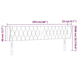 vidaXL Wingback Headboard Light Gray 203x23x78/88 cm Fabric
