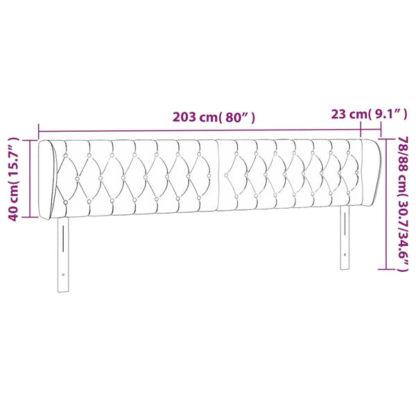 vidaXL Wingback Headboard Light Gray 203x23x78/88 cm Fabric