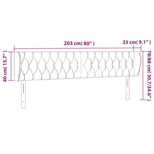 vidaXL Wingback Headboard Cream 203x23x78/88 cm Fabric