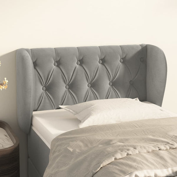 vidaXL Wingback Headboard Light Grey 83x23x78/88 cm Velvet