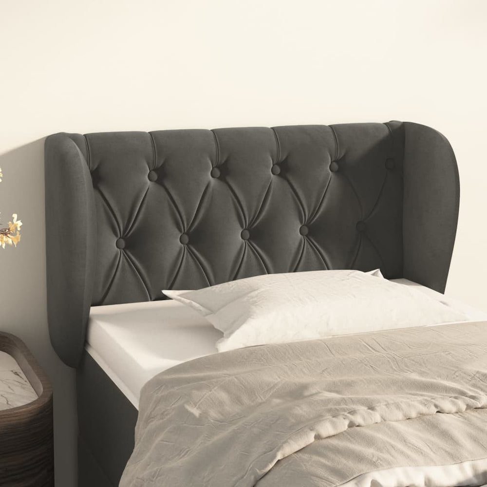 vidaXL Headboard with Wings Dark Grey 83x23x78/88 cm Velvet
