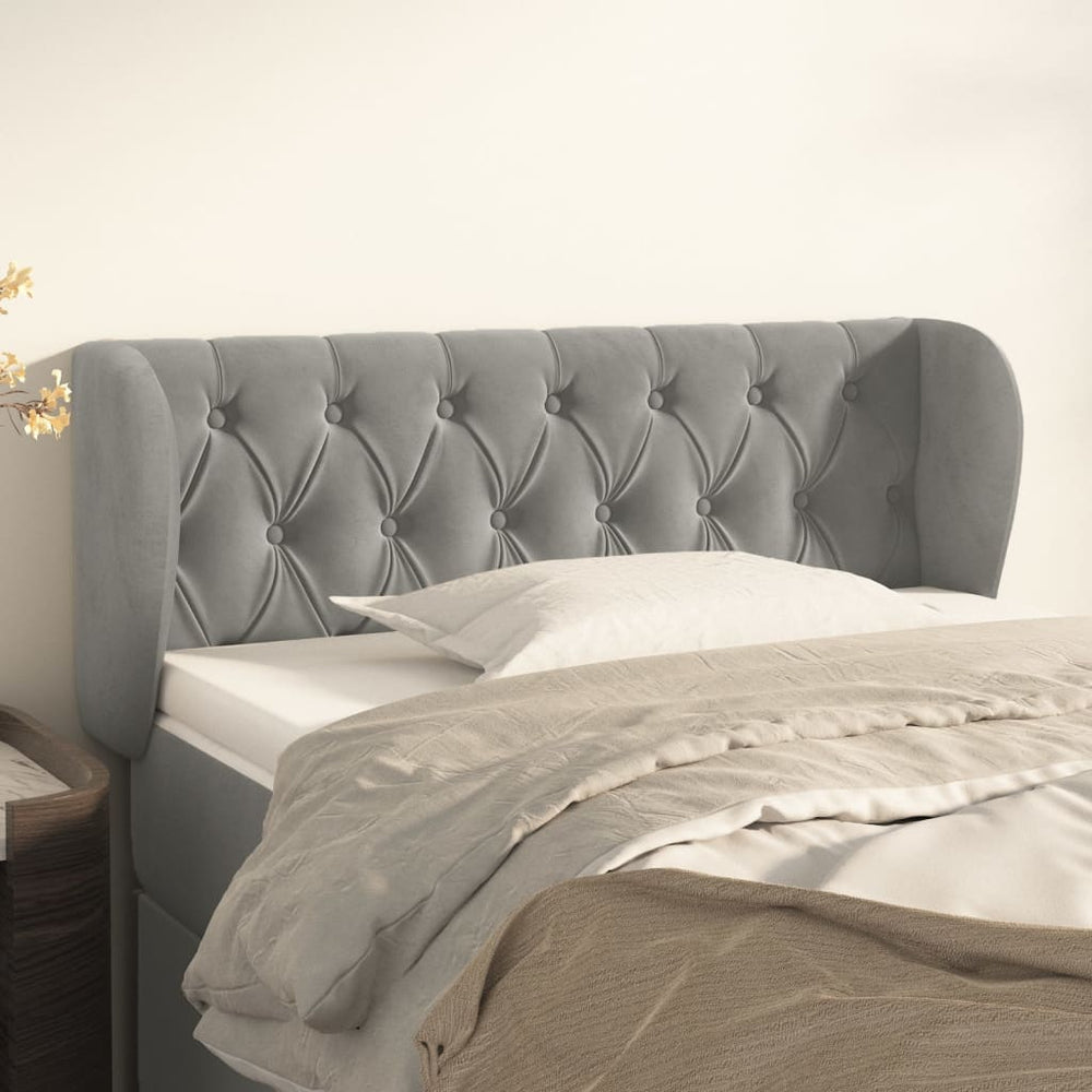 vidaXL Wingback Headboard Light Grey 93x23x78/88 cm Velvet