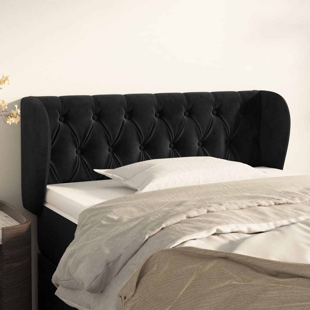 vidaXL Wingback Headboard Black 93x23x78/88 cm Velvet