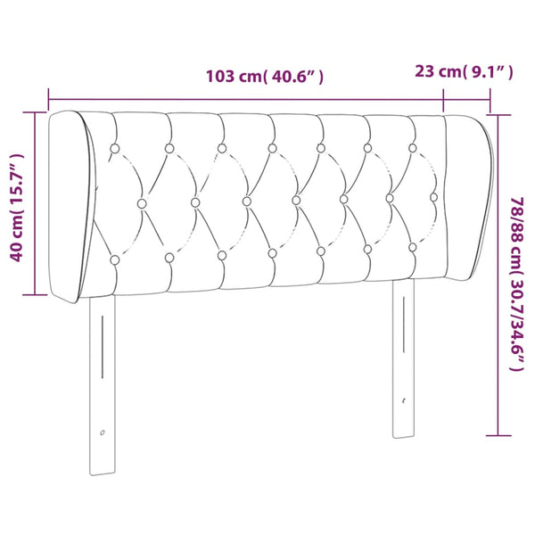 vidaXL Wingback Headboard Light Grey 103x23x78/88 cm Velvet