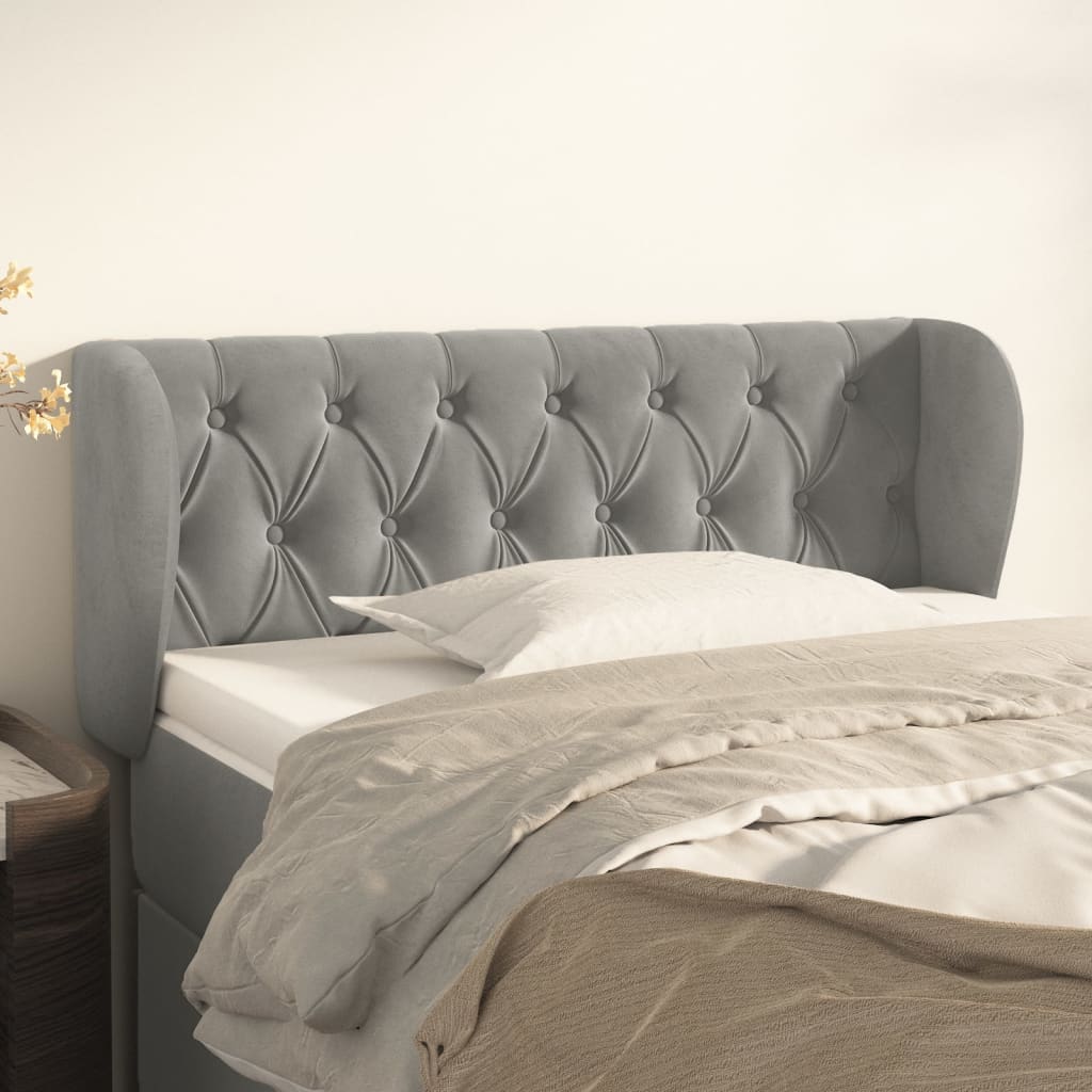 vidaXL Wingback Headboard Light Grey 103x23x78/88 cm Velvet