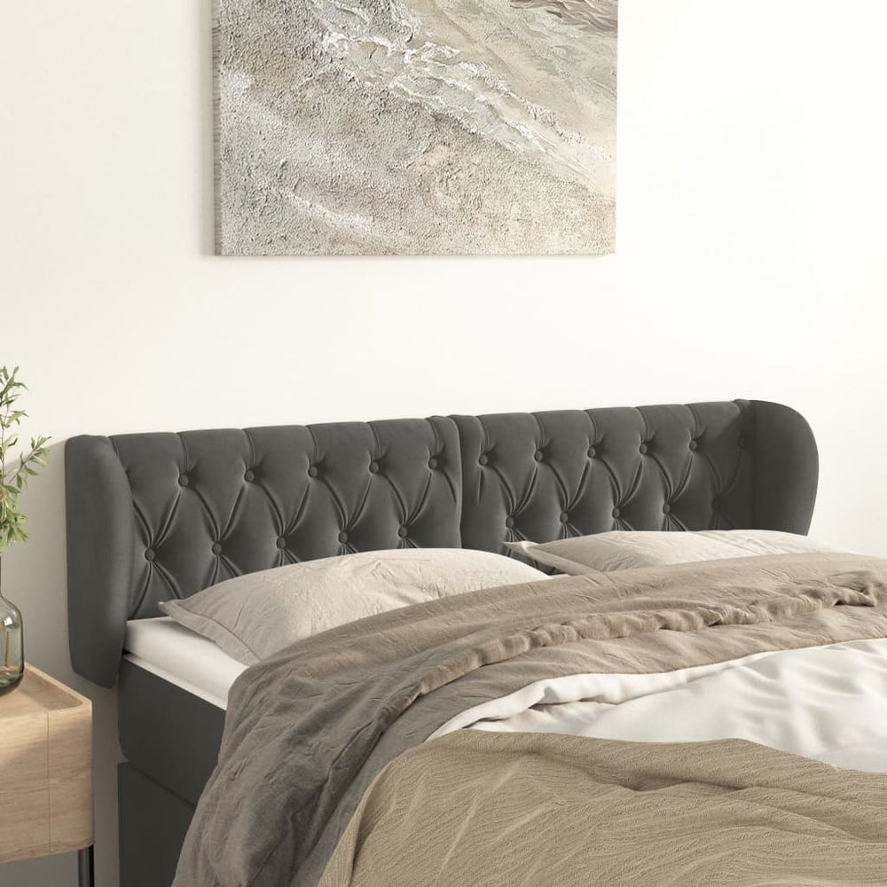 vidaXL Wingback Headboard Dark Grey 147x23x78/88 cm Velvet