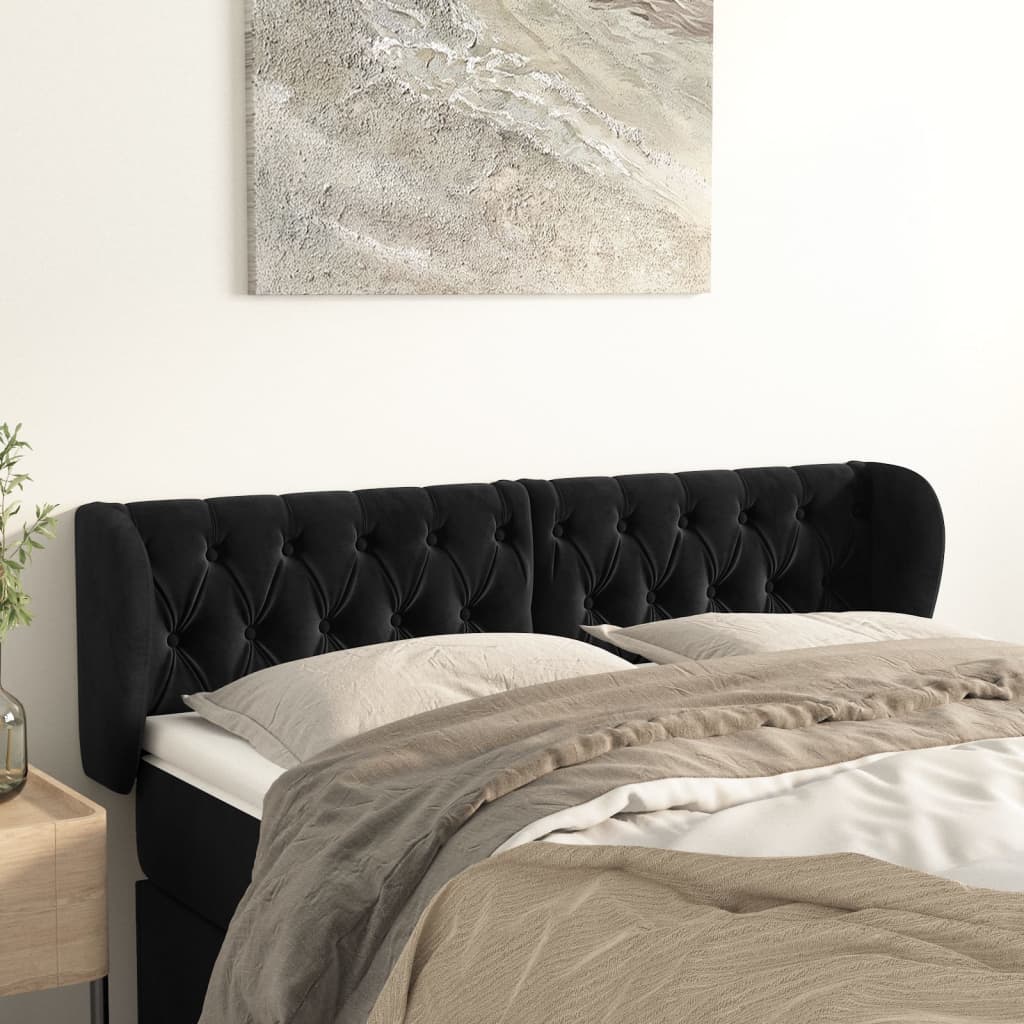 vidaXL Wingback Headboard Black 147x23x78/88 cm Velvet