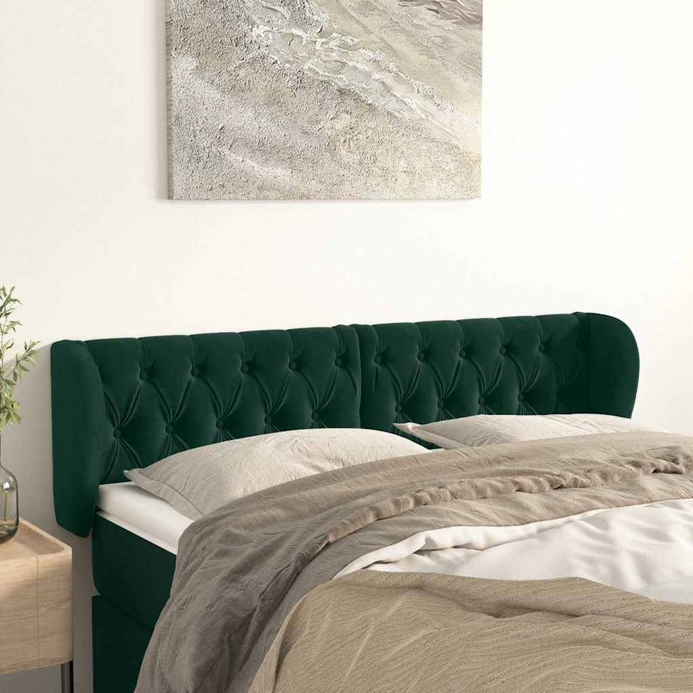 vidaXL Wingback Headboard Dark Green 147x23x78/88 cm Velvet