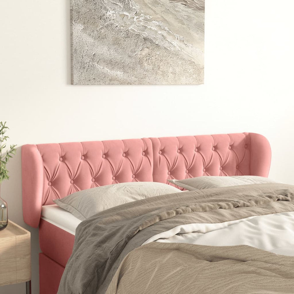 vidaXL Wingback Headboard Pink 147x23x78/88 cm Velvet