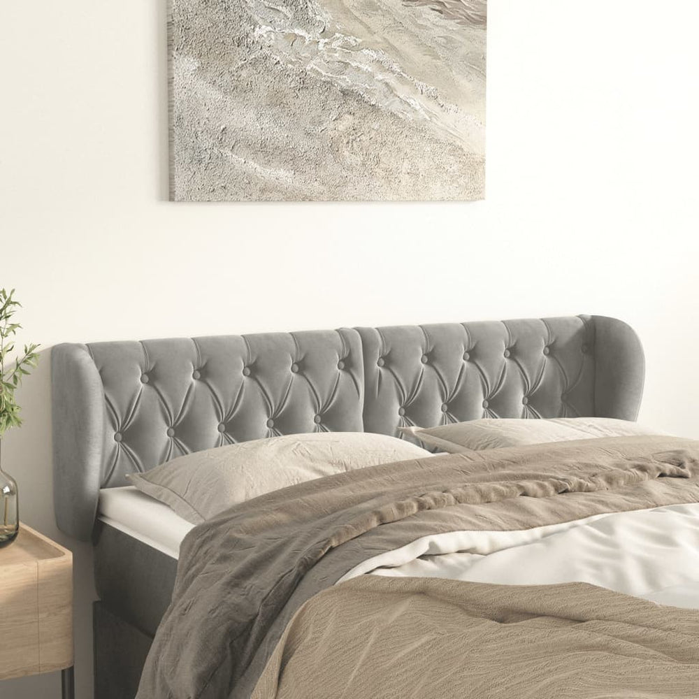 vidaXL Wingback Headboard Light Gray 163x23x78/88 cm Velvet