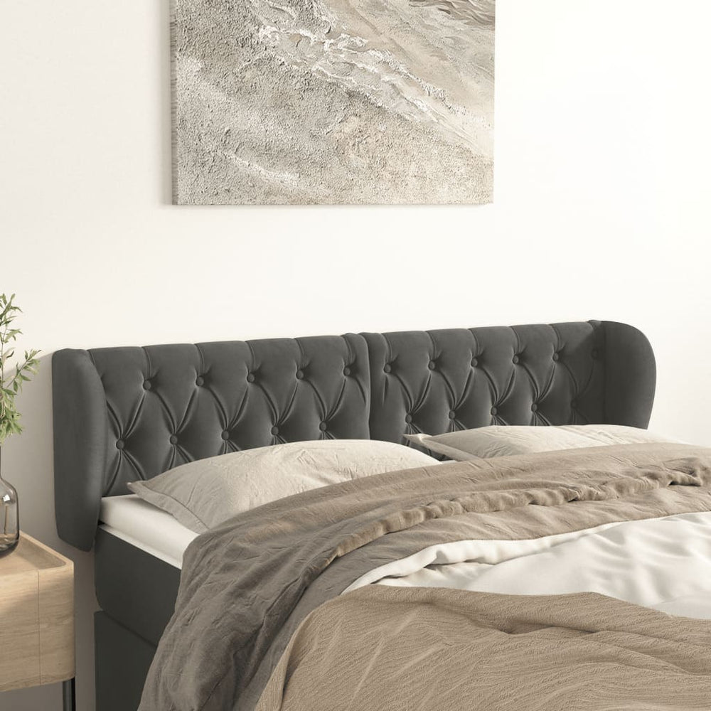 vidaXL Wingback Headboard Dark Grey 163x23x78/88 cm Velvet