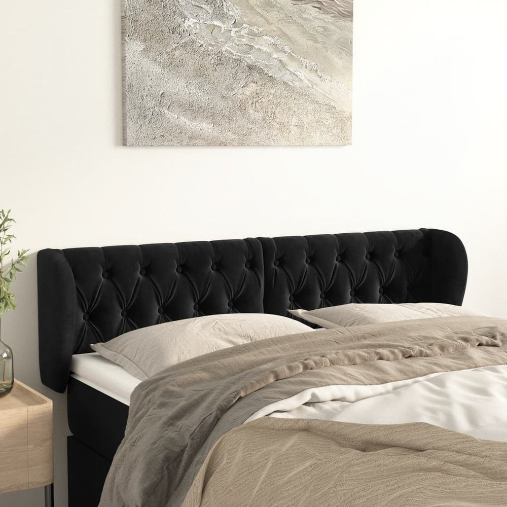 vidaXL Wingback Headboard Black 163x23x78/88 cm Velvet