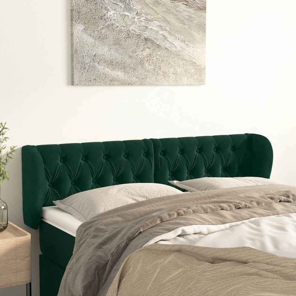 vidaXL Wingback Headboard Dark Green 163x23x78/88 cm Velvet