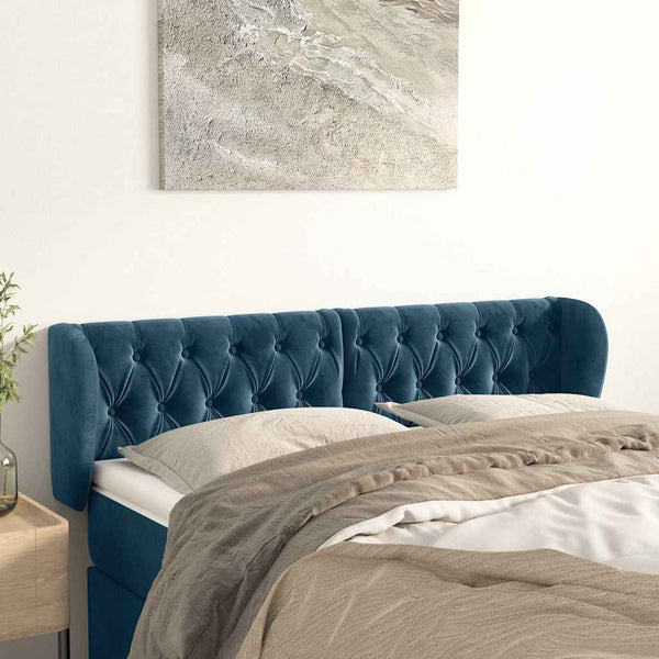 vidaXL Wingback Headboard Dark Blue 163x23x78/88 cm Velvet